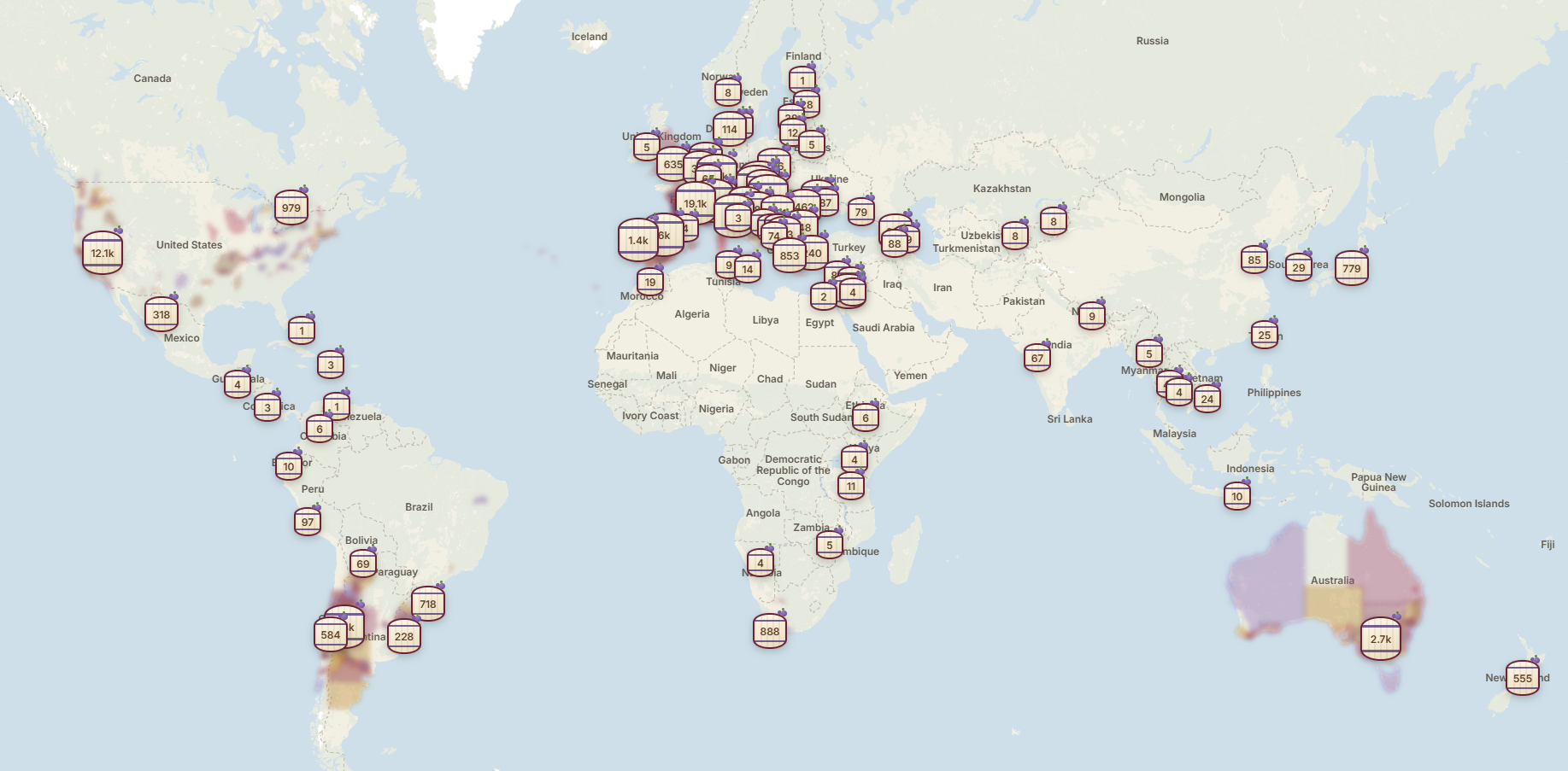 World Winery Map: 104.330 bodegas en 90 países.